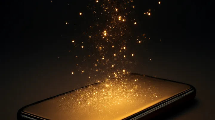 8666BDT COM Modern phone with glowing screen